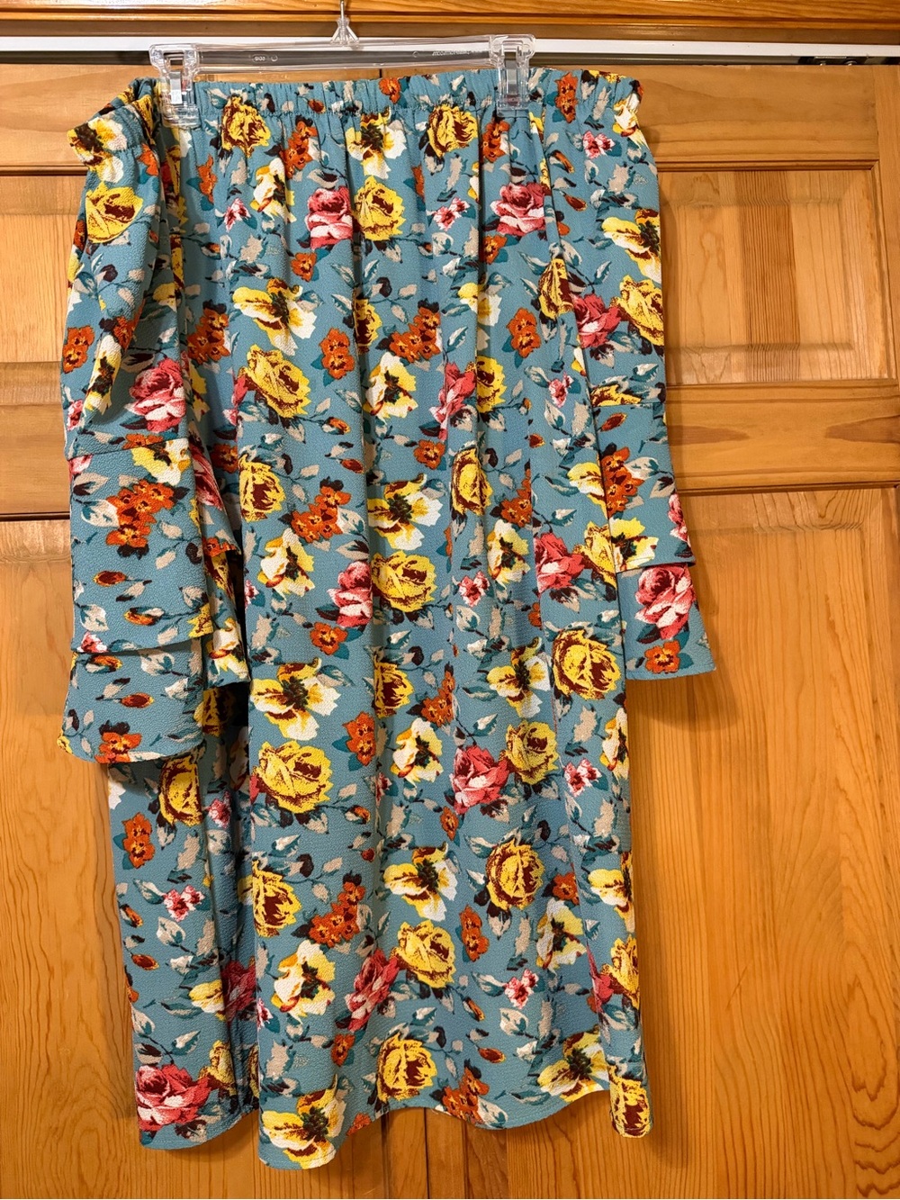Xhilaration Strapless Floral Dress Teal with Yellow & Pink Flowers